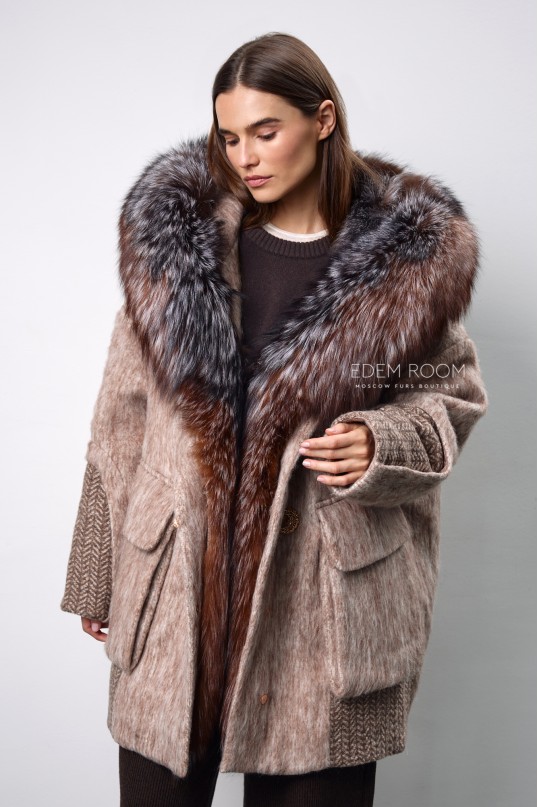 зимнее пуховое пальто с мехом