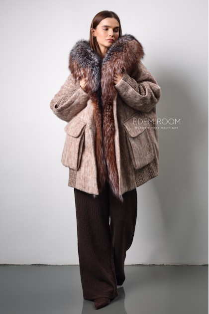 зимнее пуховое пальто с мехом