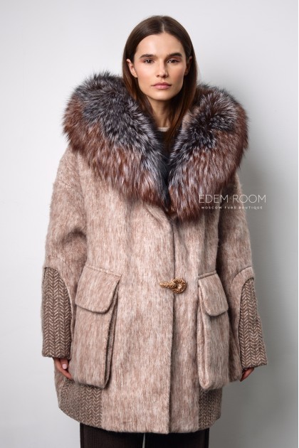 зимнее пуховое пальто с мехом