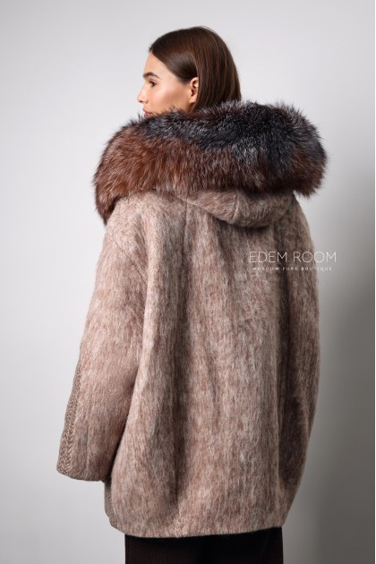 зимнее пуховое пальто с мехом