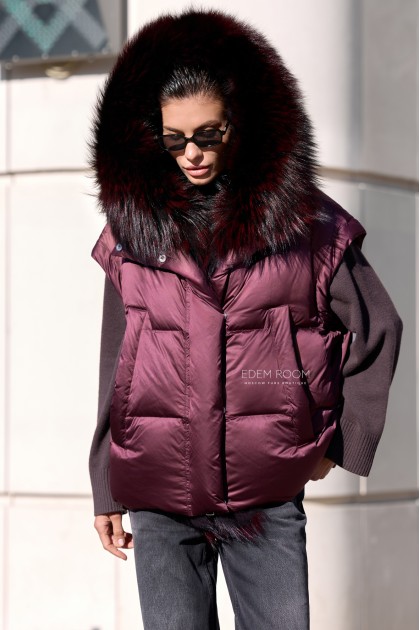 пуховая куртка - жилетка с мехом пуховая куртка - жилетка с мехом