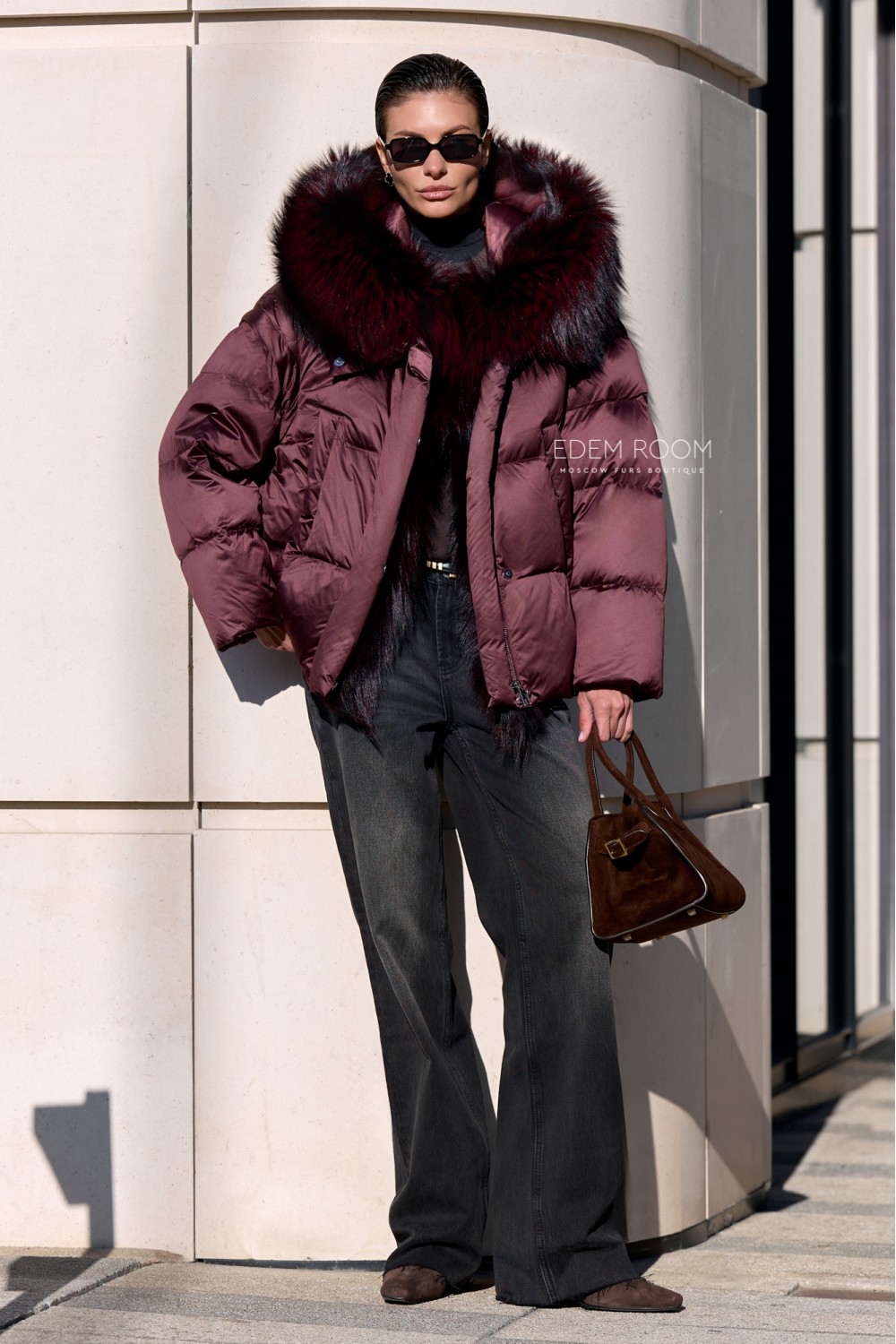 пуховая куртка - жилетка с мехом