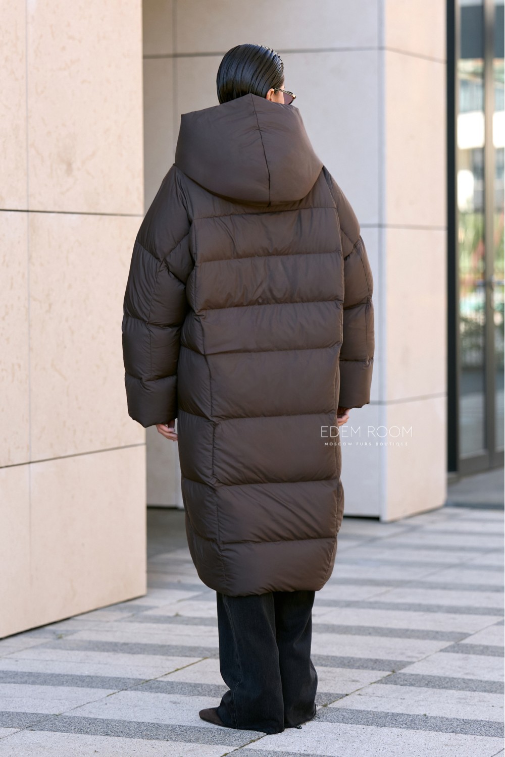 пальто пуховое с капюшоном