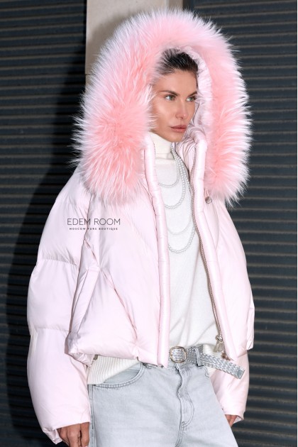 короткий розовый пуховик  короткий розовый пуховик