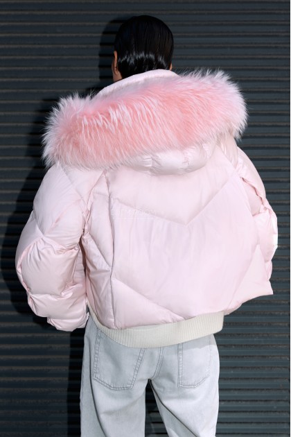 короткий розовый пуховик  короткий розовый пуховик