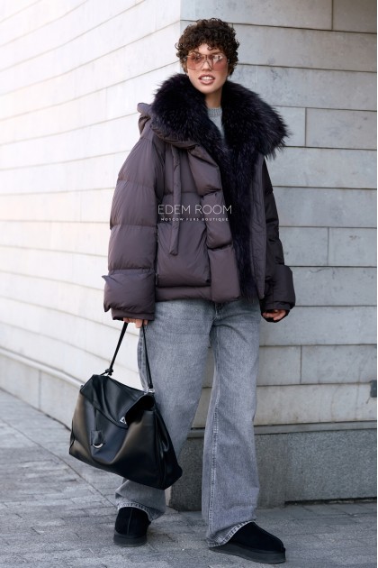 женский пуховик с мехом