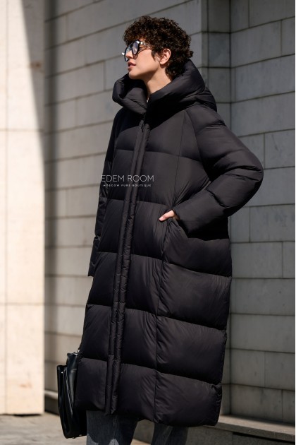 длинное пуховое пальто без меха