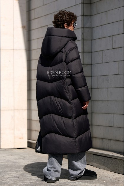 длинное пуховое пальто без меха