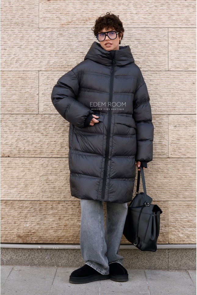  пуховик удлинённый без меха