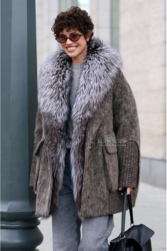 зимнее пуховое пальто с мехом