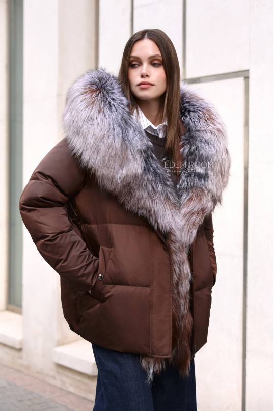 короткая куртка - пуховик с мехом короткая куртка - пуховик с мехом