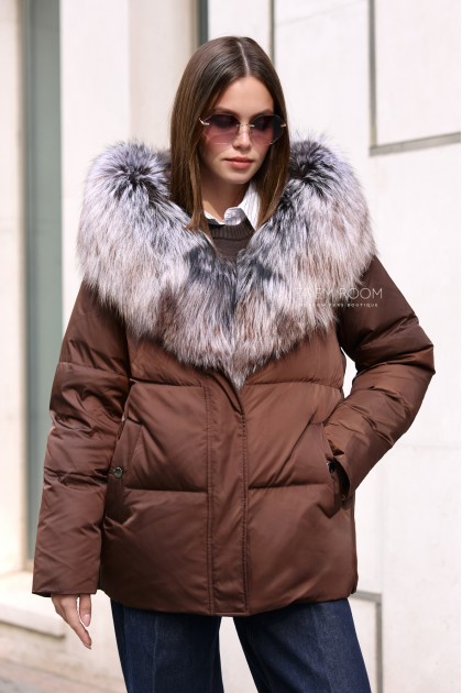 короткая куртка - пуховик с мехом короткая куртка - пуховик с мехом