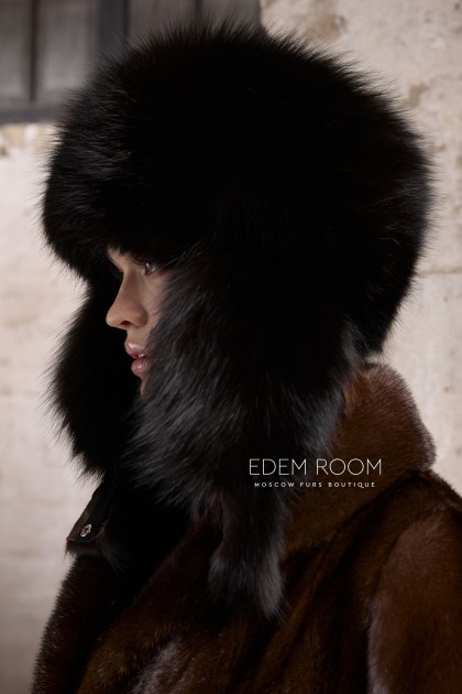 шапка ушанка из меха лисы