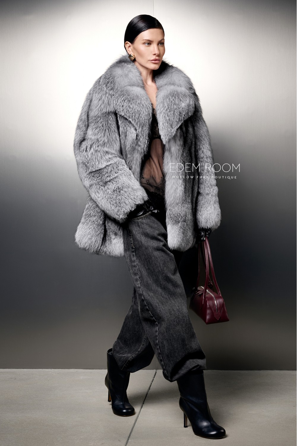 шуба из лисы с воротником