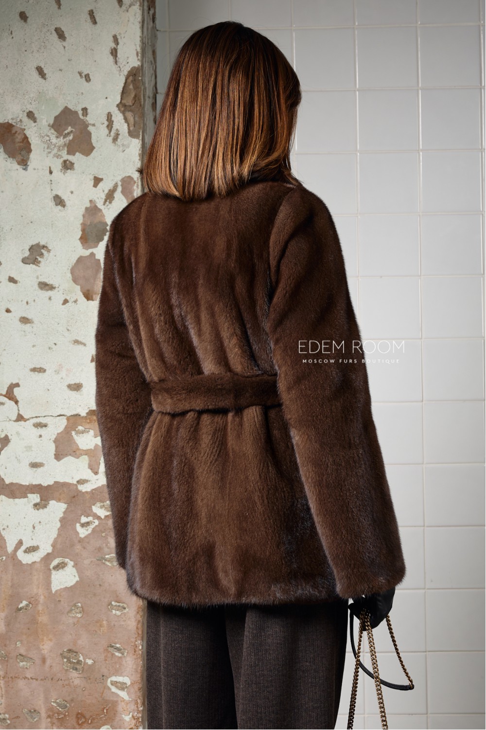 короткая шуба из норки под пояс