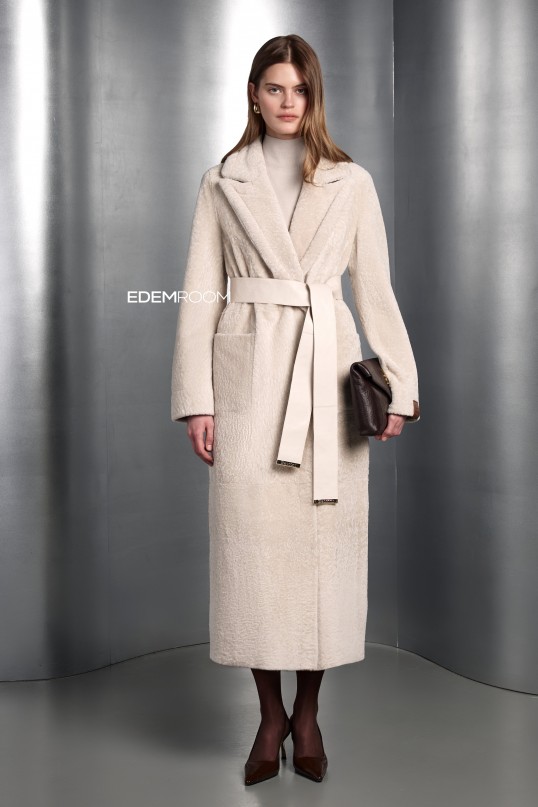 итальянская бежевая дублёнка 