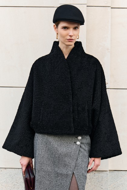 короткая куртка дублёнка из меха merino