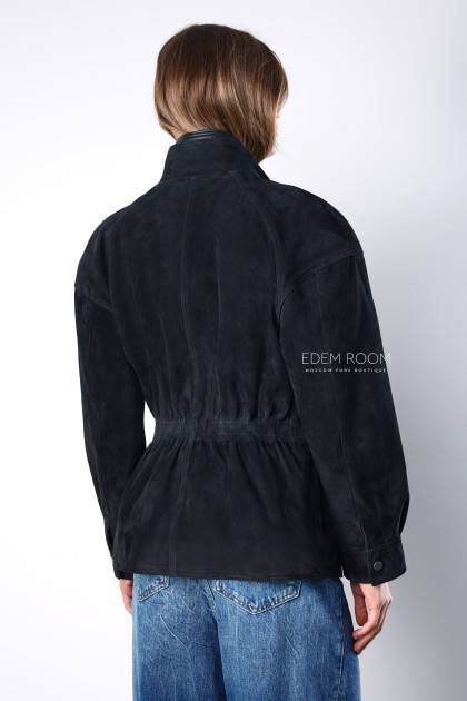 чёрная куртка из замшевой кожи