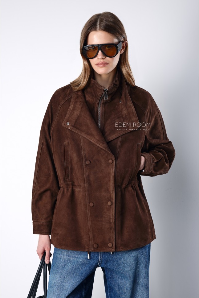 коричневая замшевая куртка