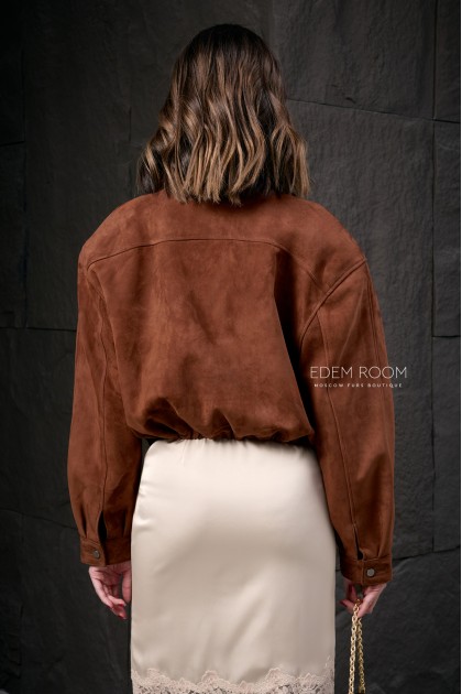 замшевая куртка с накладными карманами