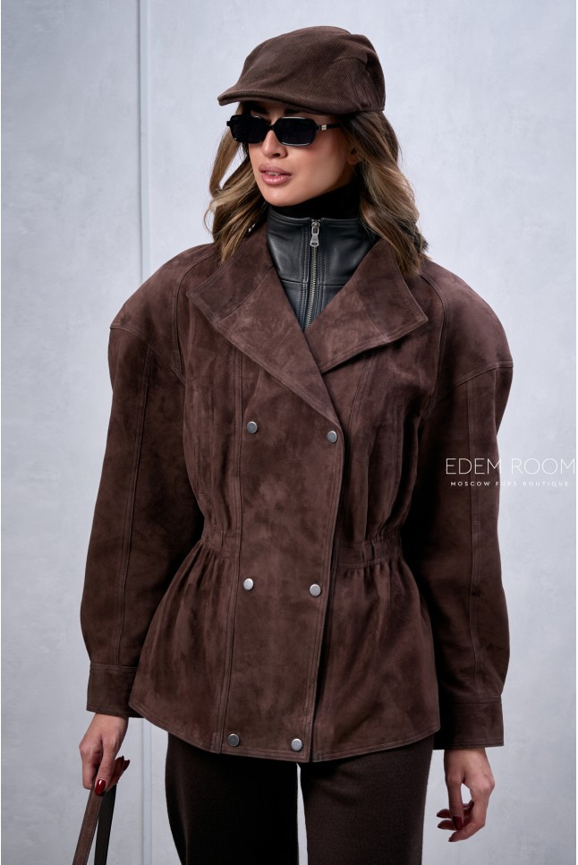 замшевая куртка с резинкой на талии
