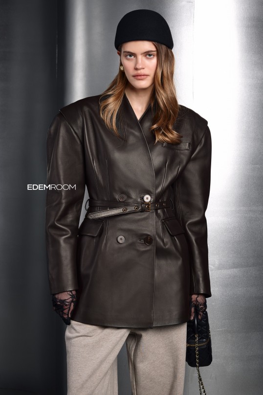 коричневый кожаная пиджак