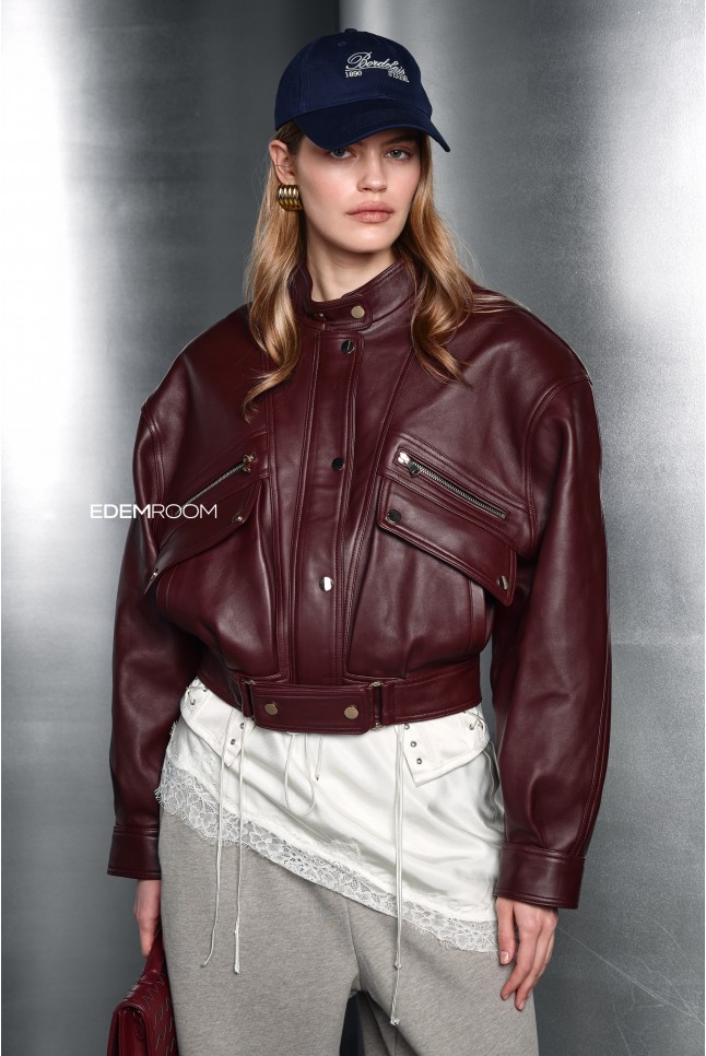 кожаная куртка - бомбер