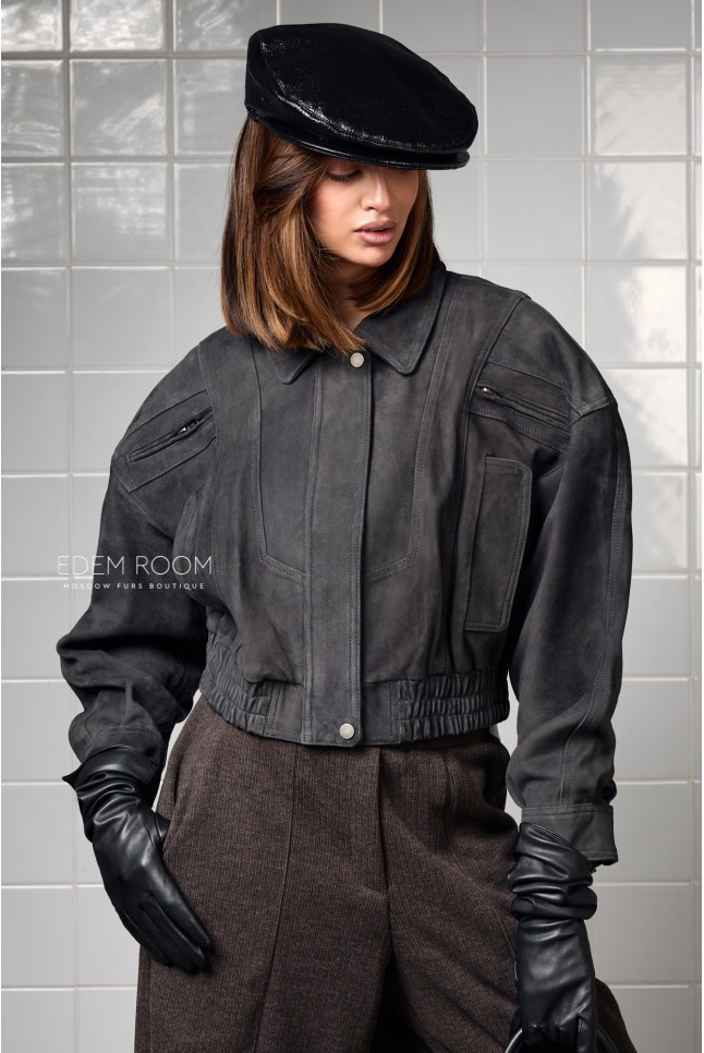  куртка на резинке из замшевой кожи
