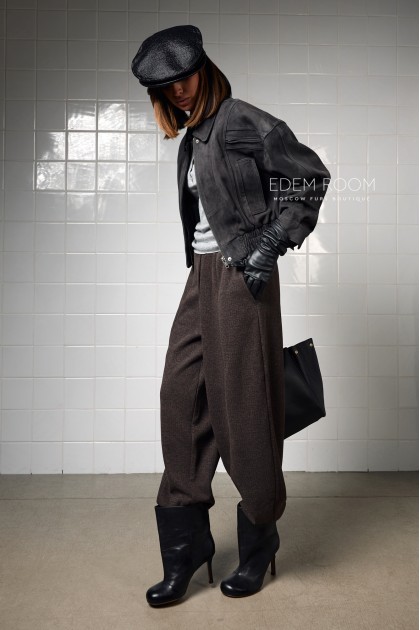  куртка на резинке из замшевой кожи