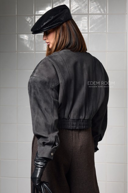  куртка на резинке из замшевой кожи