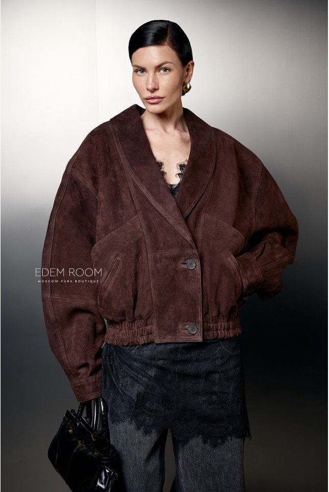 бомбер из замшевой кожи