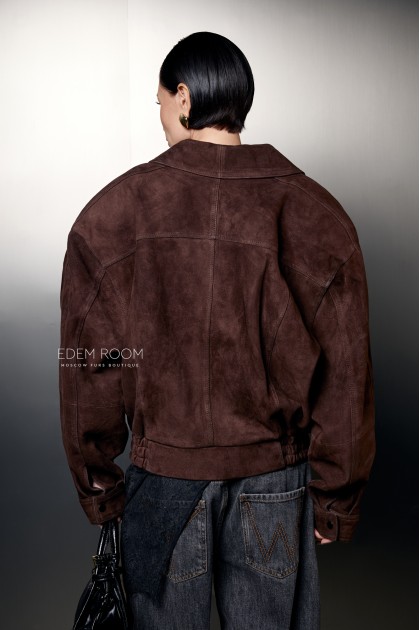 бомбер из замшевой кожи