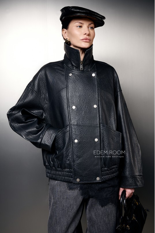 кожаная куртка с резинкой