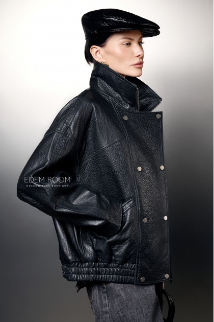 кожаная куртка с резинкой