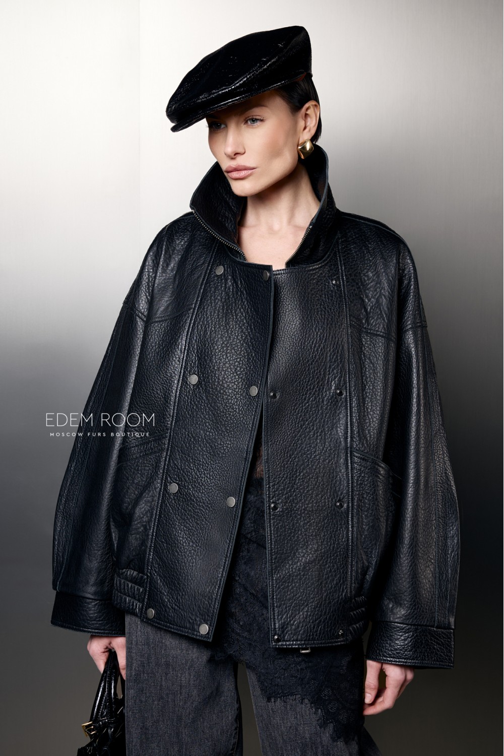 кожаная куртка с резинкой