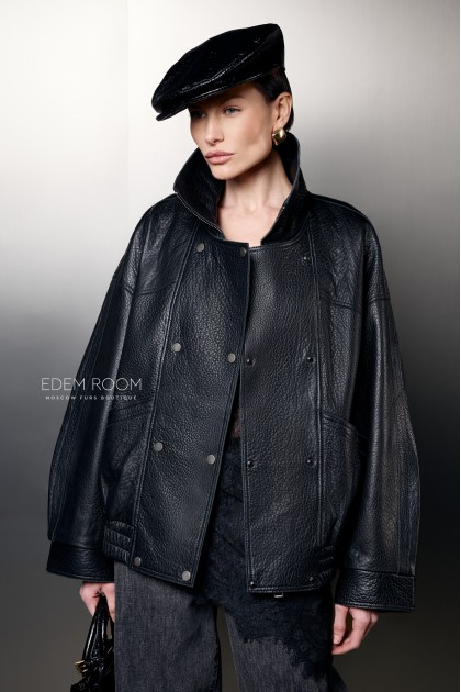 кожаная куртка с резинкой