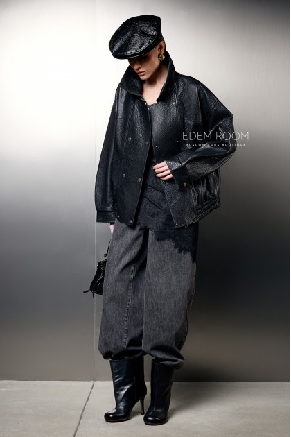 кожаная куртка с резинкой