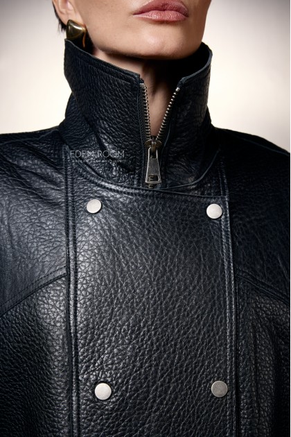 кожаная куртка с резинкой