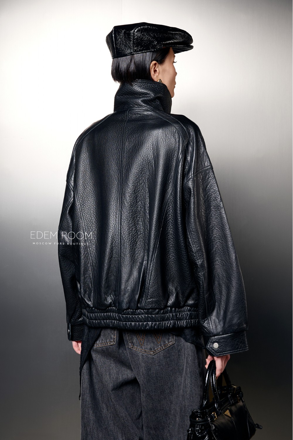 кожаная куртка с резинкой