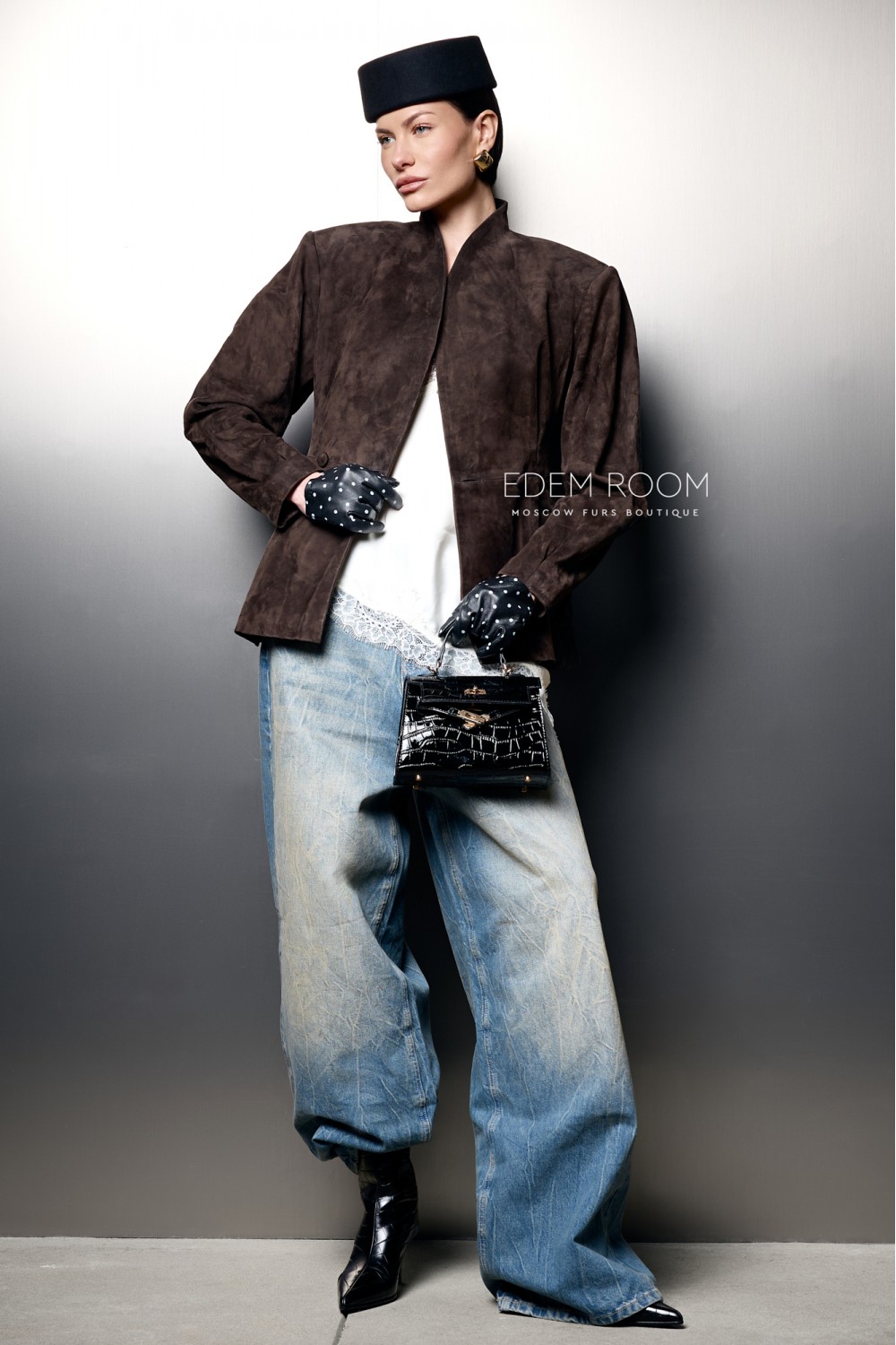  приталенный пиджак из замшевой кожи