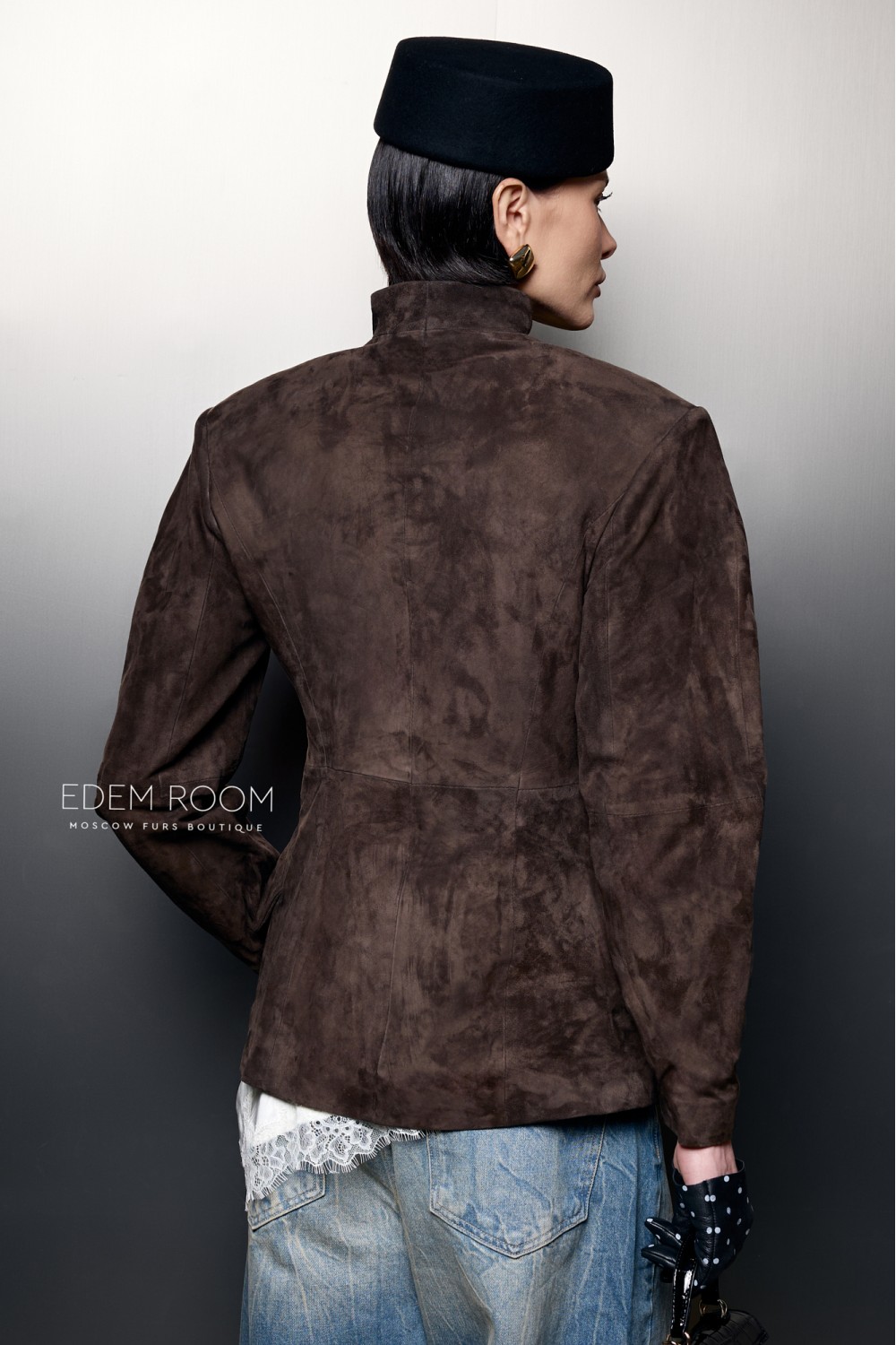  приталенный пиджак из замшевой кожи