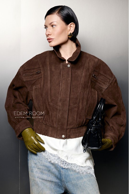 короткая куртка из замшевой кожи