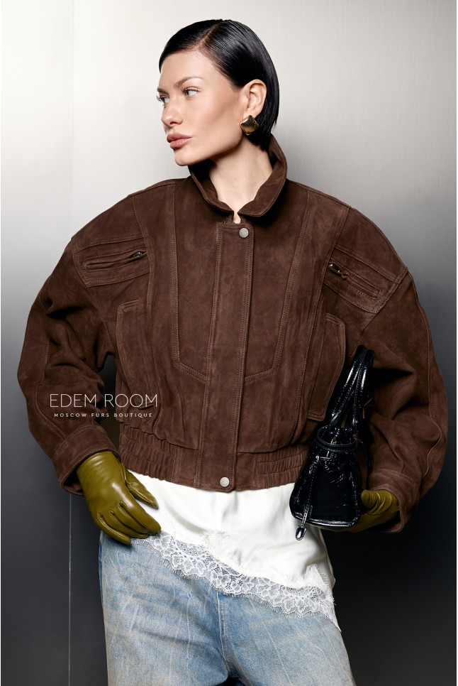 короткая куртка из замшевой кожи