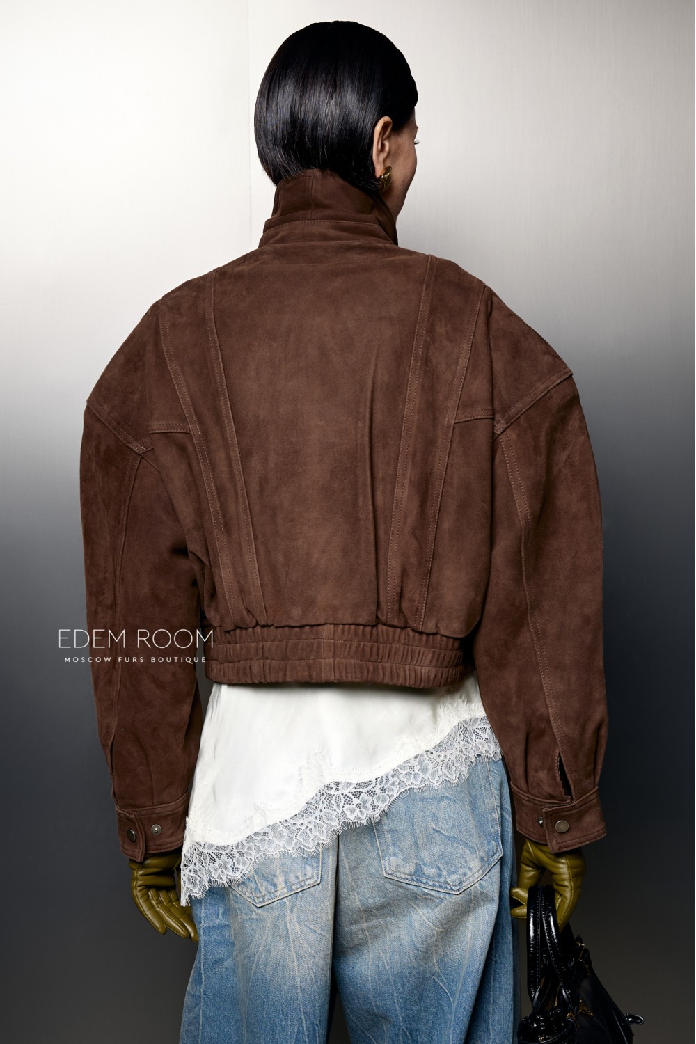 короткая куртка из замшевой кожи