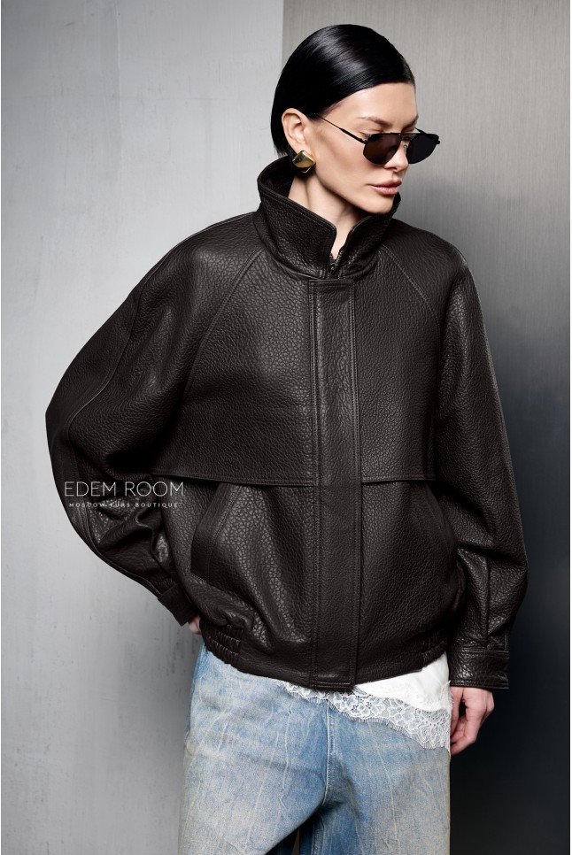 женская кожаная куртка на резинке