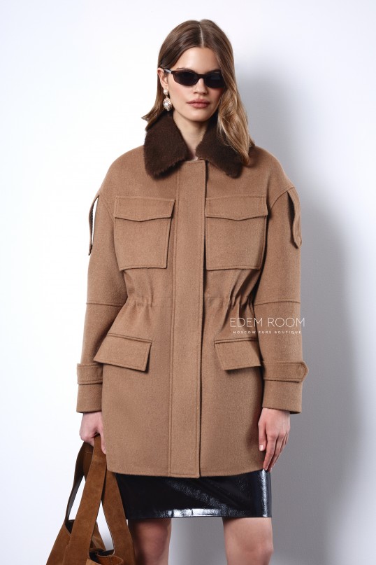 пальто - парка с воротником из норки