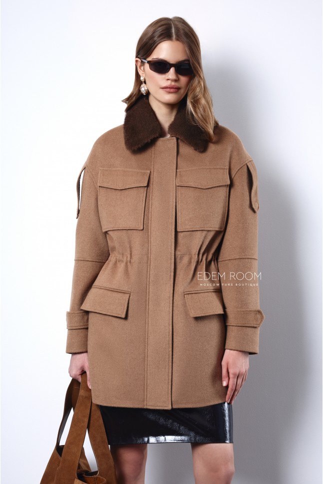 пальто - парка с воротником из норки