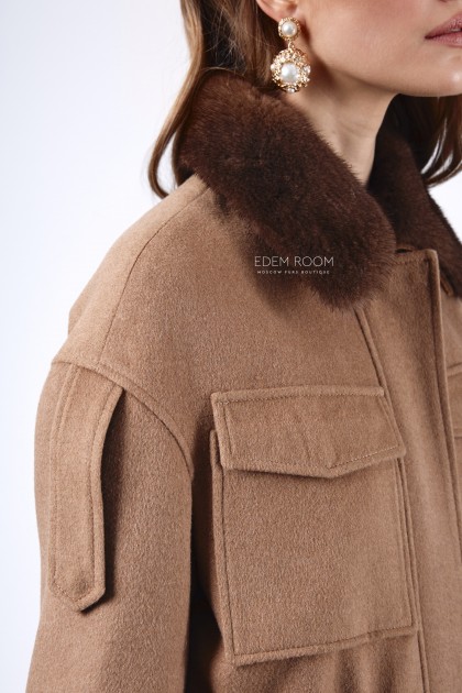 пальто - парка с воротником из норки