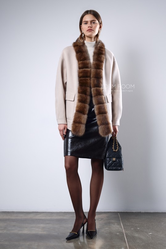 куртка - пальто с мехом куницы