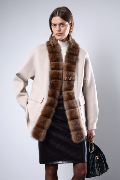 куртка - пальто с мехом куницы